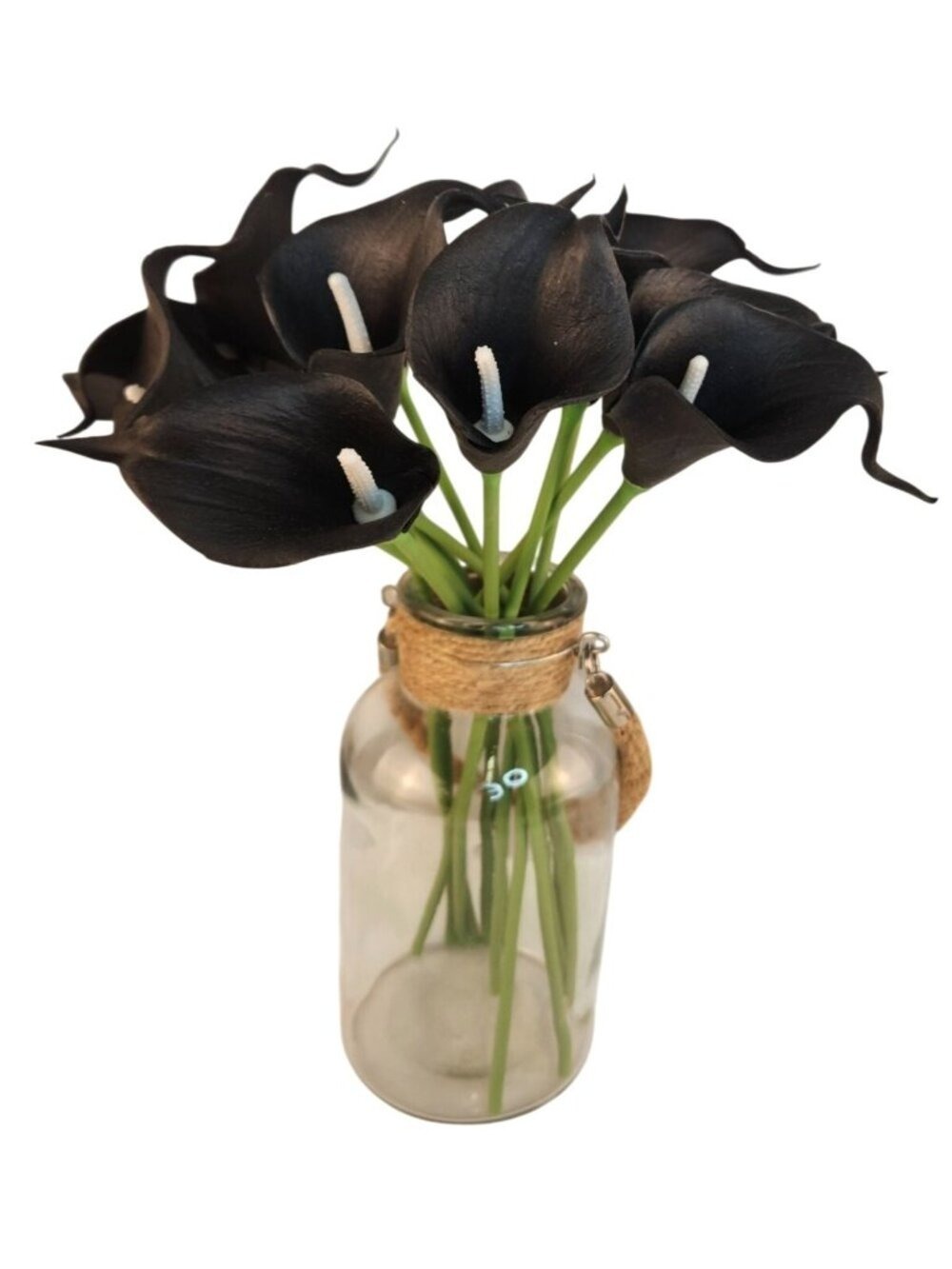 Black Calla Lily Artificial Flowers Set of 5 Stems Gothic Modern Decor - Picture 15 of 16